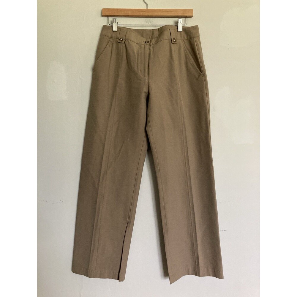 LL Bean Women’s Viscose Rayon Pants 10 Tan Brown Wide Straight Leg Classic